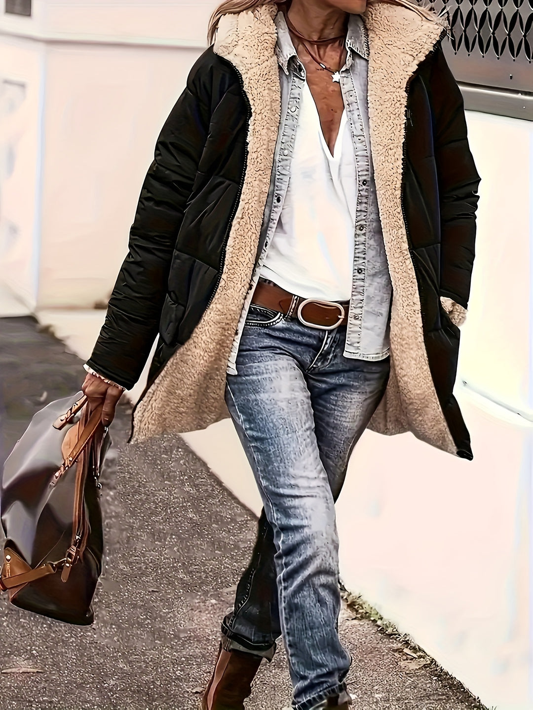 Elodie | Women's Reversible Fleece-Lined Hooded Jacket