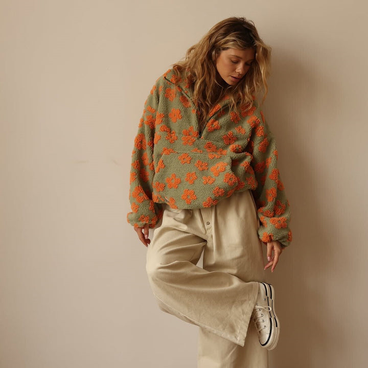 Jessie | Women’s Sweater Floral Quarter Zip