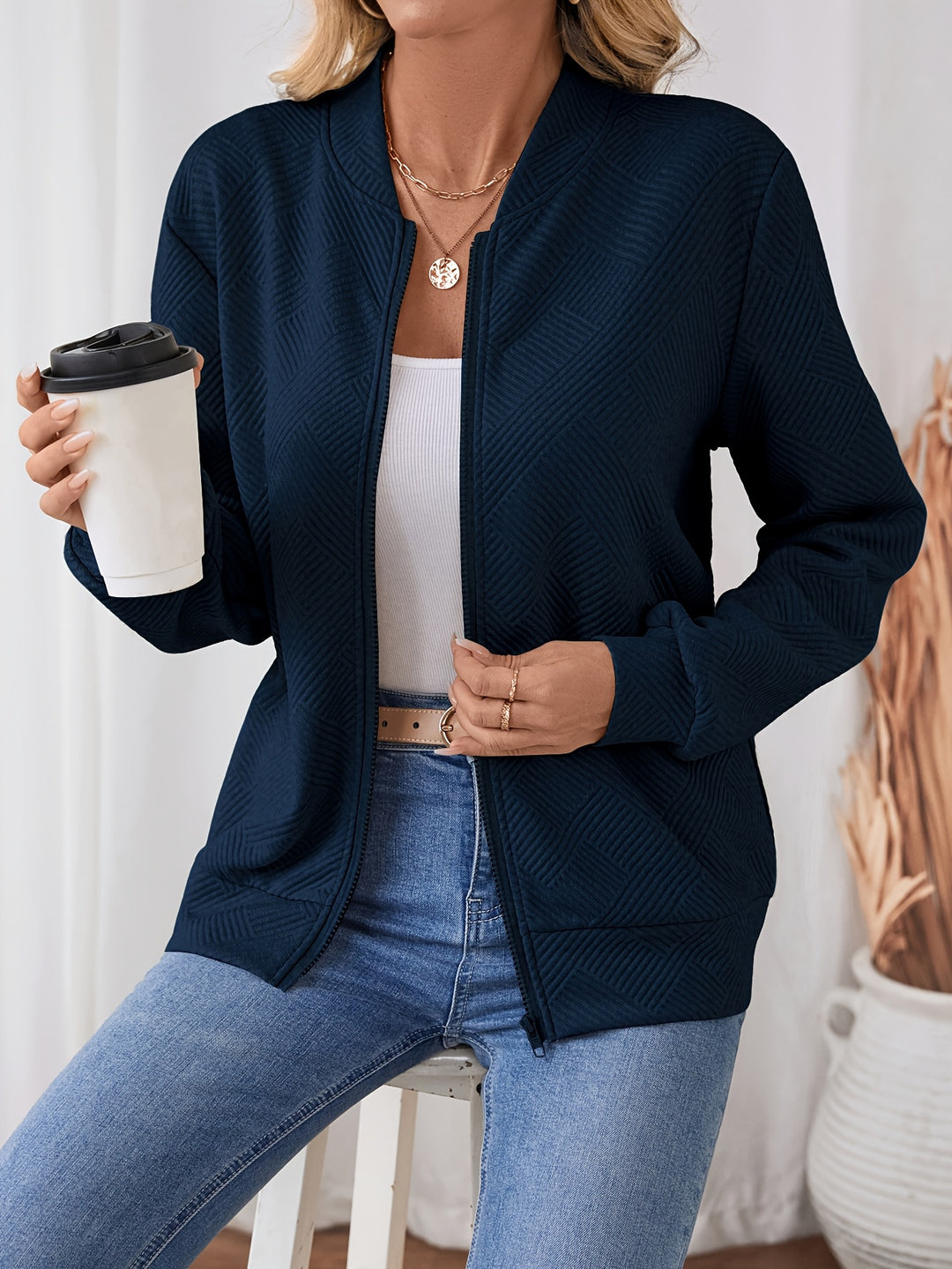Amelia | Women's Drop Shoulder Zip Casual Jacket