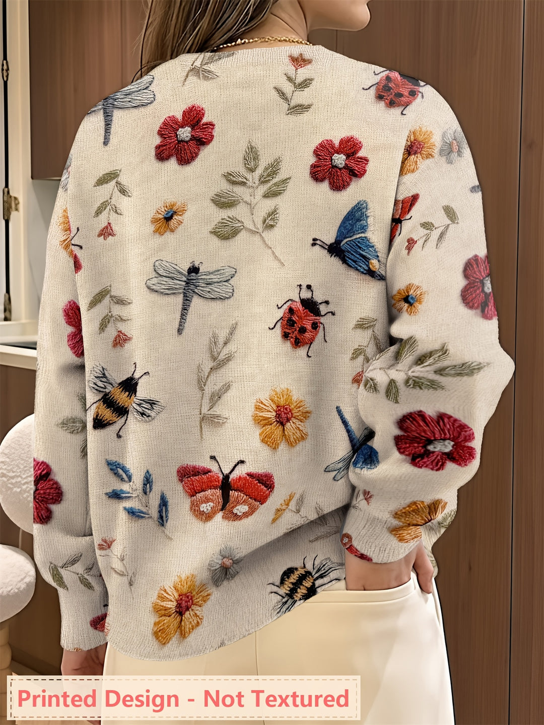 Poppy | Women's Floral & Insect Print Crew Neck Jumper