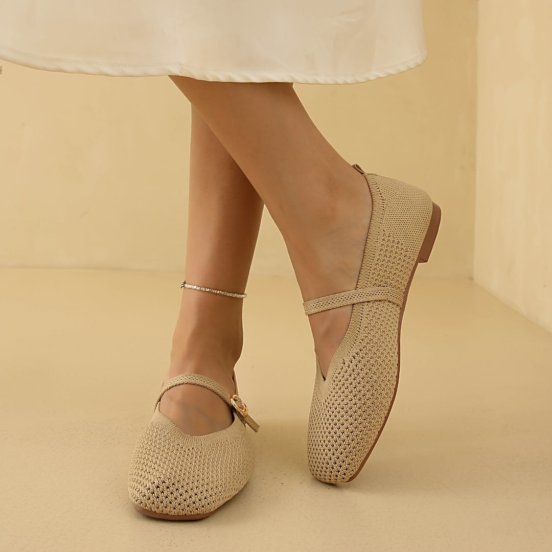 Clara | Women's Strappy Square Toe Ballet Flats