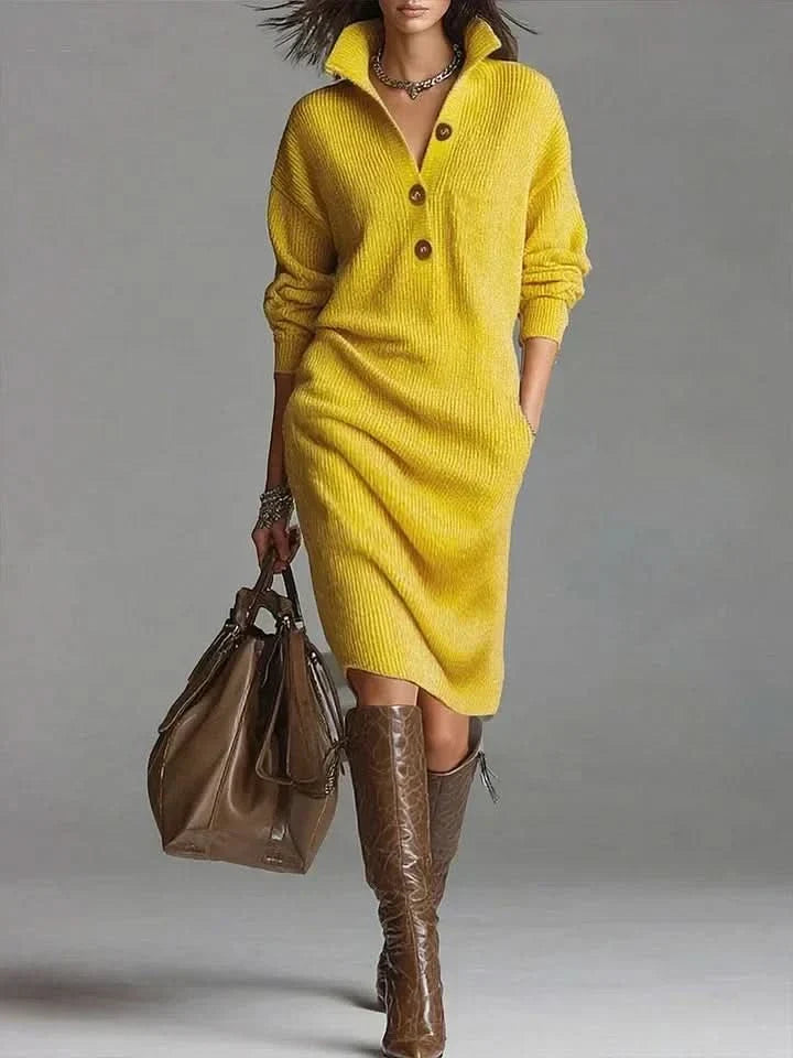 Sabina | Button-Front Coat-Style Midi Dress