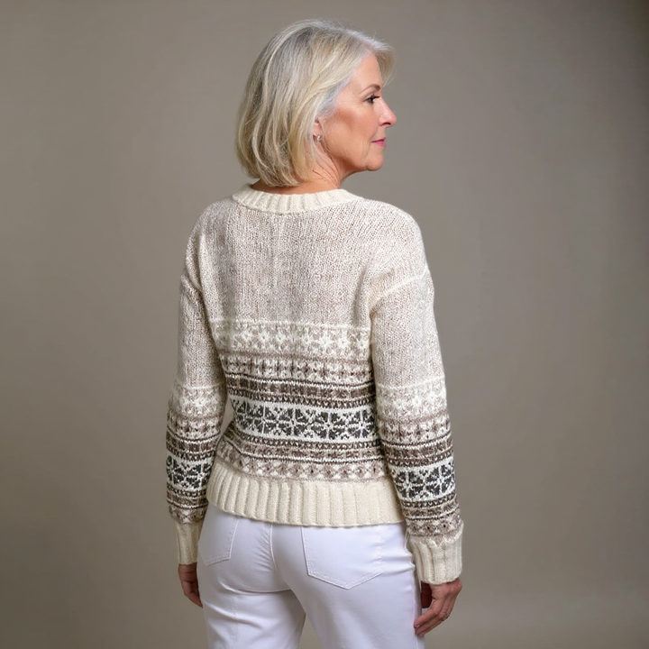 Elodie | Women's Nordic-Pattern Button-Front Cardigan