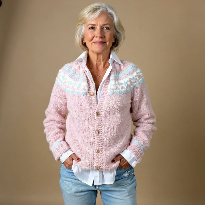 Philippa | Women's Vintage-Style Nordic-Pattern Cardigan