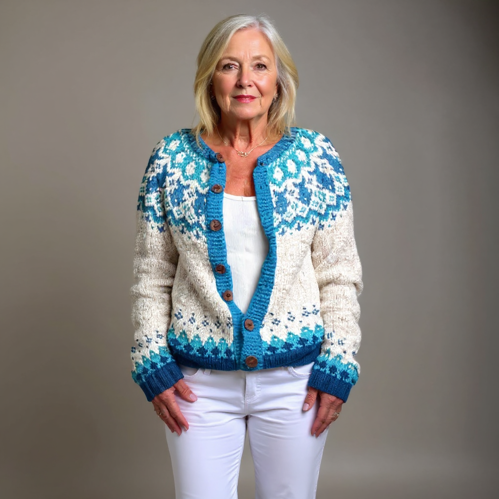 Cecily | Women's Nordic-Pattern Button-Front Cardigan