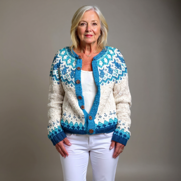 Cecily | Women's Nordic-Pattern Button-Front Cardigan