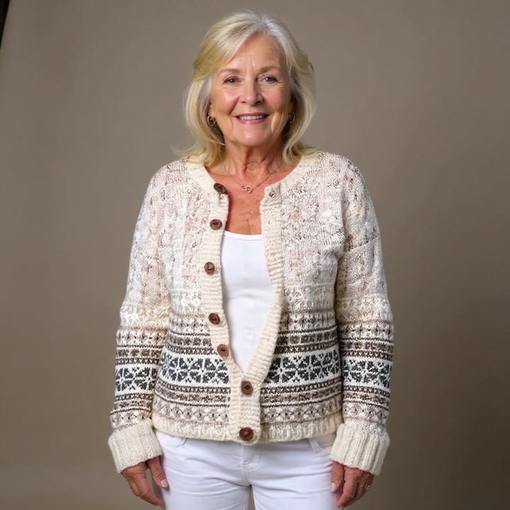 Elodie | Women's Nordic-Pattern Button-Front Cardigan