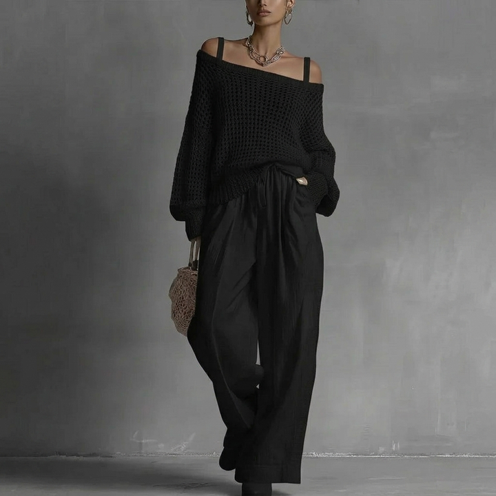 Monica | Women’s Off-Shoulder Two-Piece Trouser Set