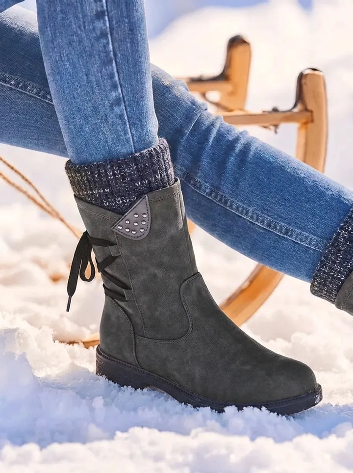 Olive | Women's Mid-Calf Boots with Knit Cuff