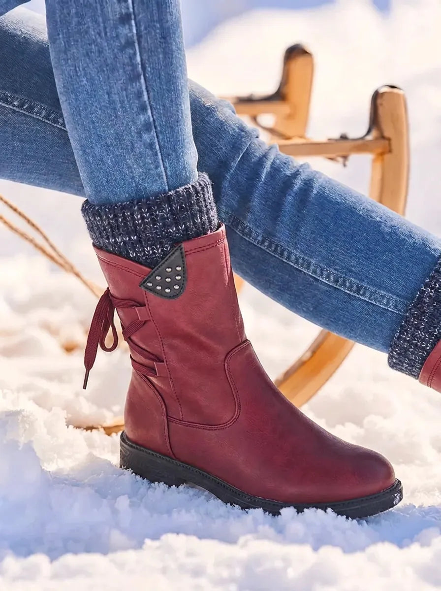 Olive | Women's Mid-Calf Boots with Knit Cuff
