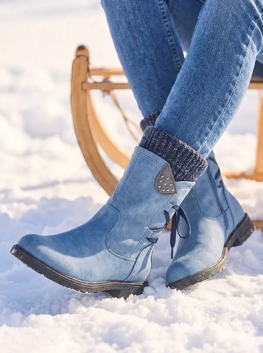 Olive | Women's Mid-Calf Boots with Knit Cuff