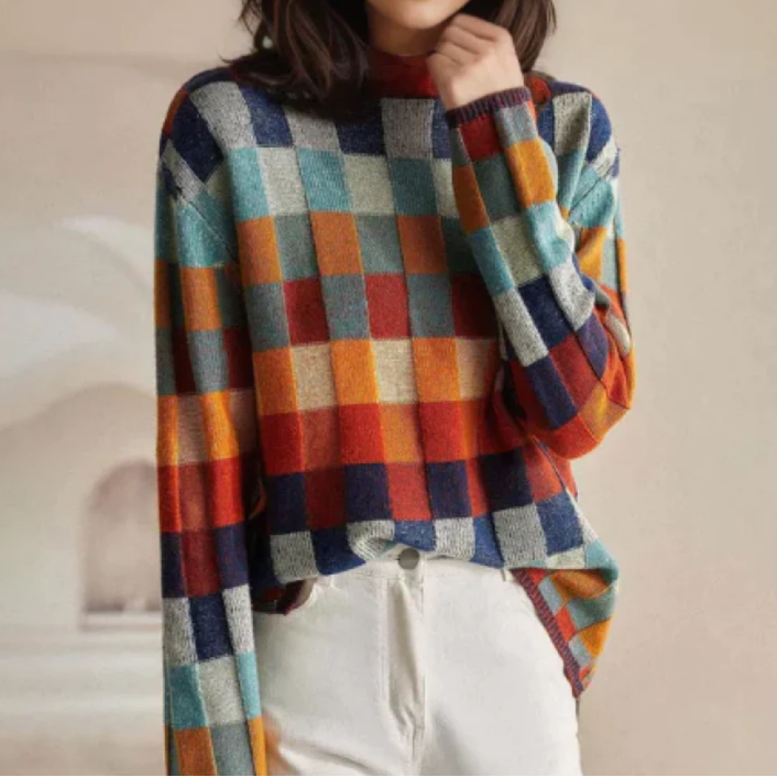 Mirelle | Colourful Check Knit Jumper