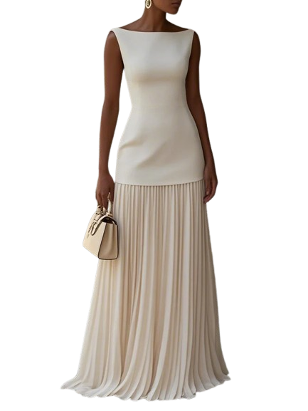 Micaela | Pleated Sleeveless Maxi Dress