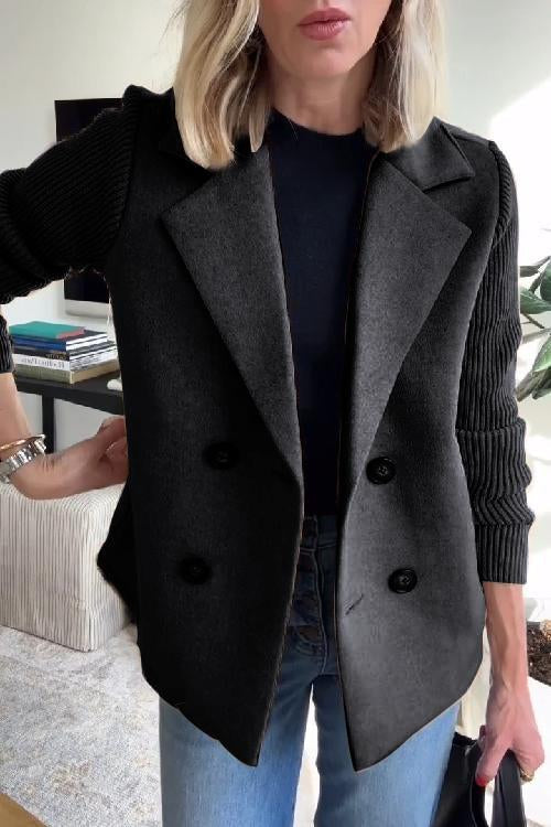 Sienna | Women's Double-Breasted Blazer with Knit Sleeves