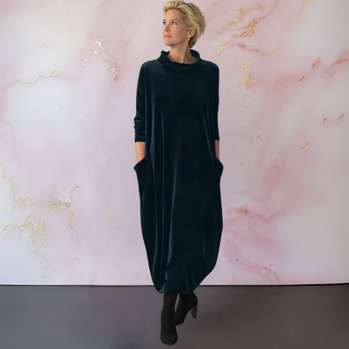 Odette | Women’s Relaxed Velvet Maxi Dress with Pockets