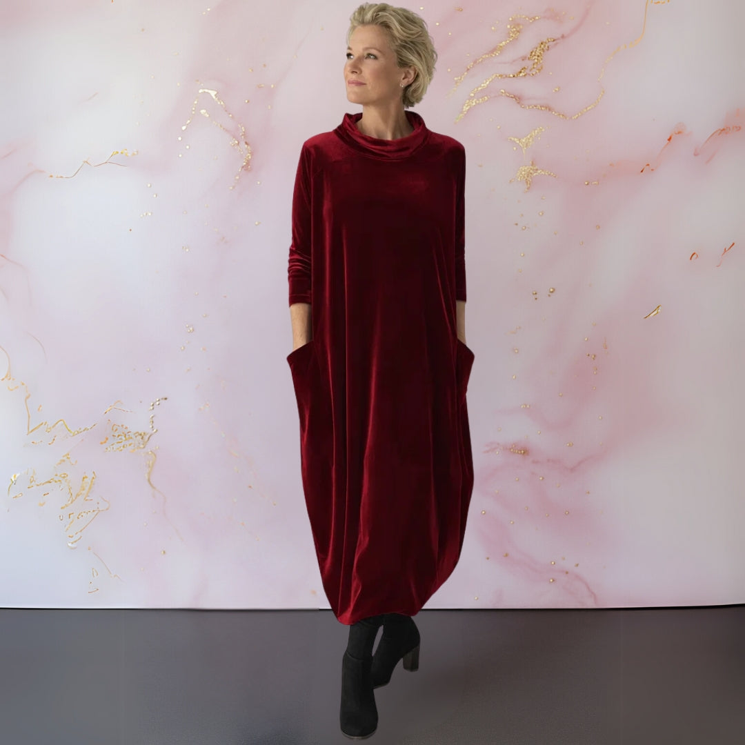 Odette | Women’s Relaxed Velvet Maxi Dress with Pockets