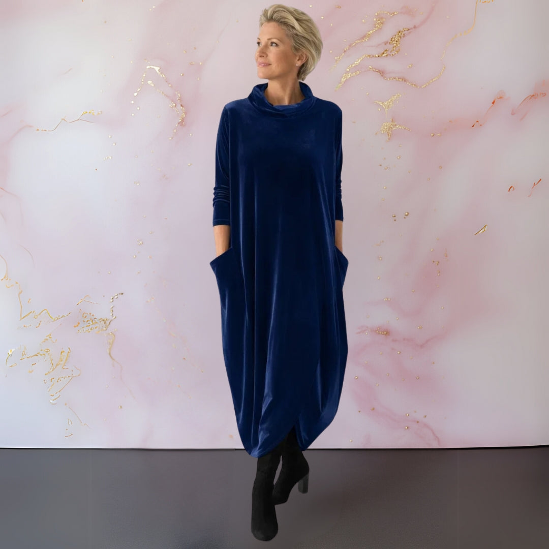 Odette | Women’s Relaxed Velvet Maxi Dress with Pockets