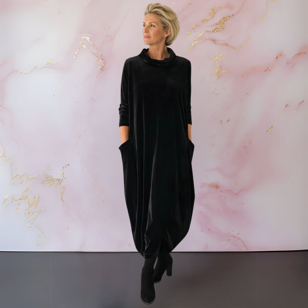 Odette | Women’s Relaxed Velvet Maxi Dress with Pockets