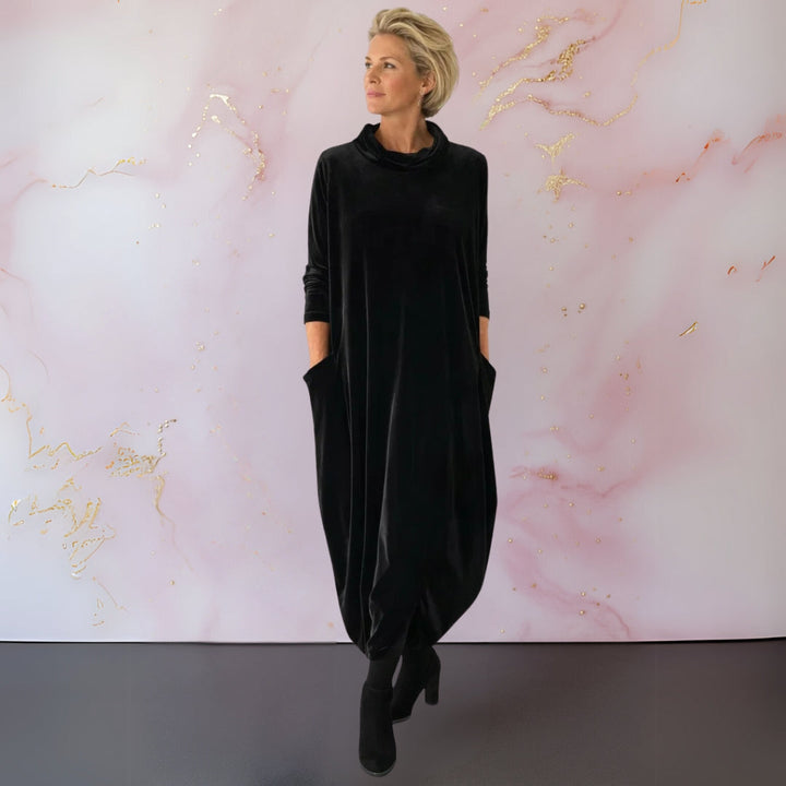 Odette | Women’s Relaxed Velvet Maxi Dress with Pockets
