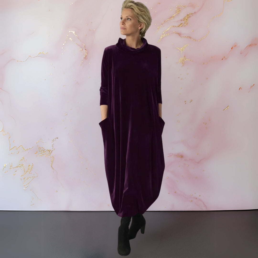 Odette | Women’s Relaxed Velvet Maxi Dress with Pockets