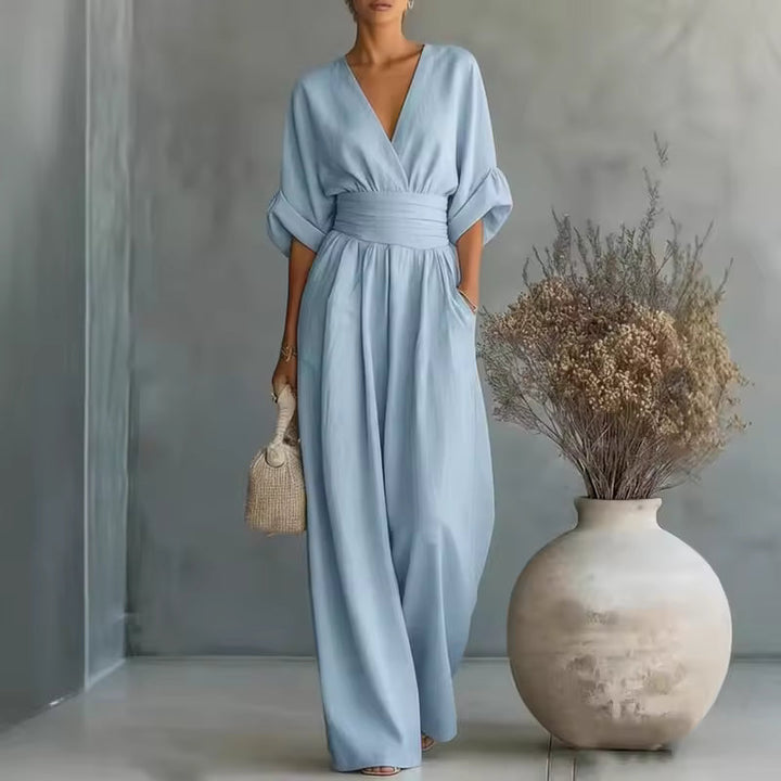Victoria | Women’s Deep V-Neck Wide-Leg Jumpsuit