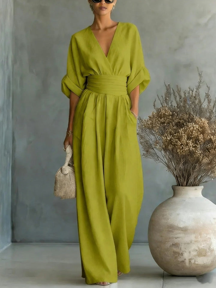Victoria | Women’s Deep V-Neck Wide-Leg Jumpsuit