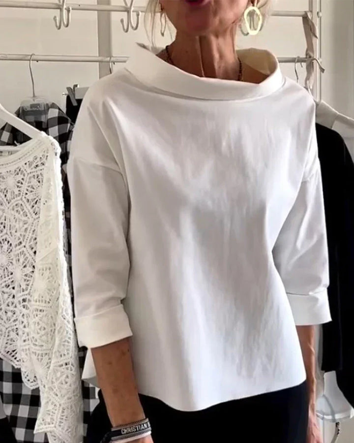 Corinne | Draped-Neck 3/4 Sleeve Casual Top