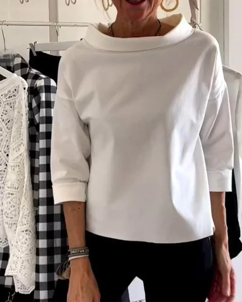 Corinne | Draped-Neck 3/4 Sleeve Casual Top