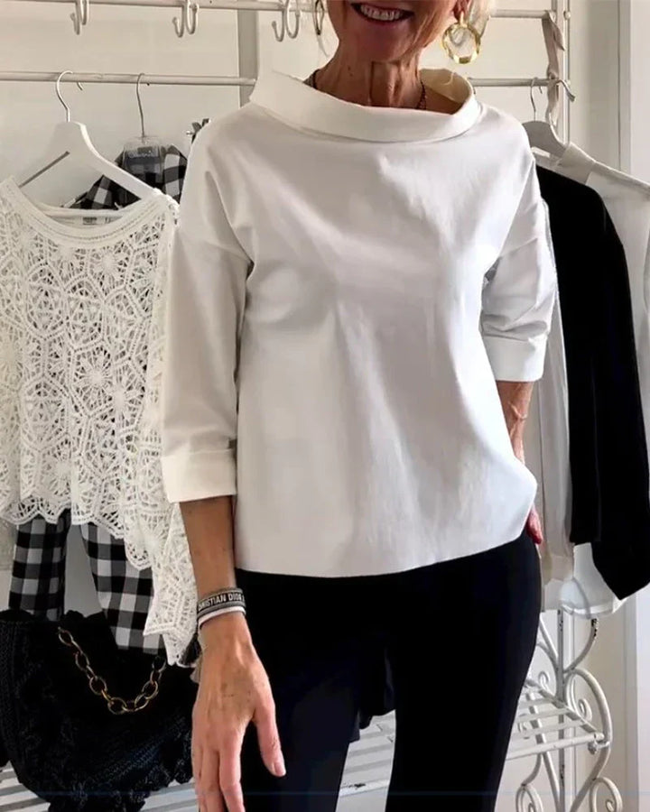 Corinne | Draped-Neck 3/4 Sleeve Casual Top