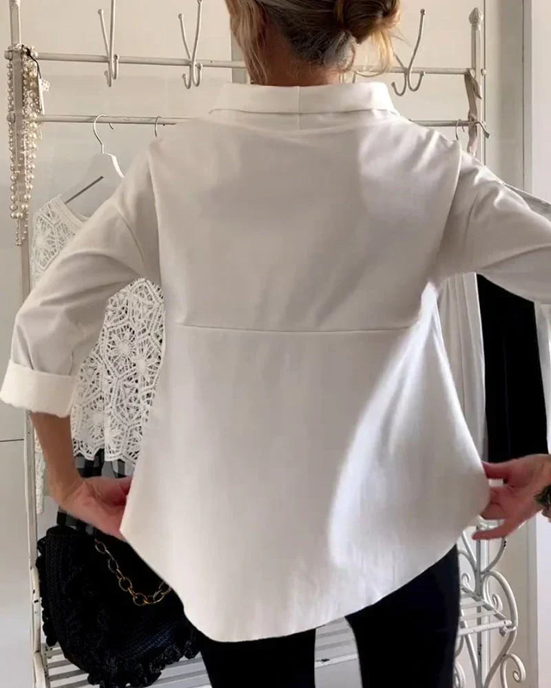Corinne | Draped-Neck 3/4 Sleeve Casual Top