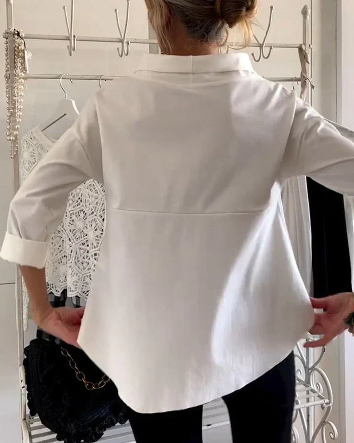 Corinne | Draped-Neck 3/4 Sleeve Casual Top