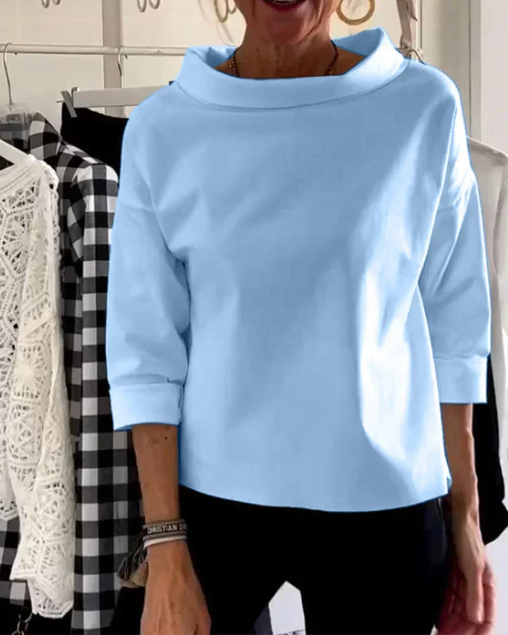 Corinne | Draped-Neck 3/4 Sleeve Casual Top