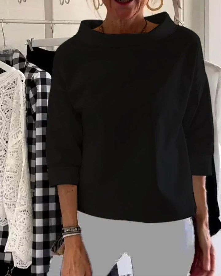Corinne | Draped-Neck 3/4 Sleeve Casual Top