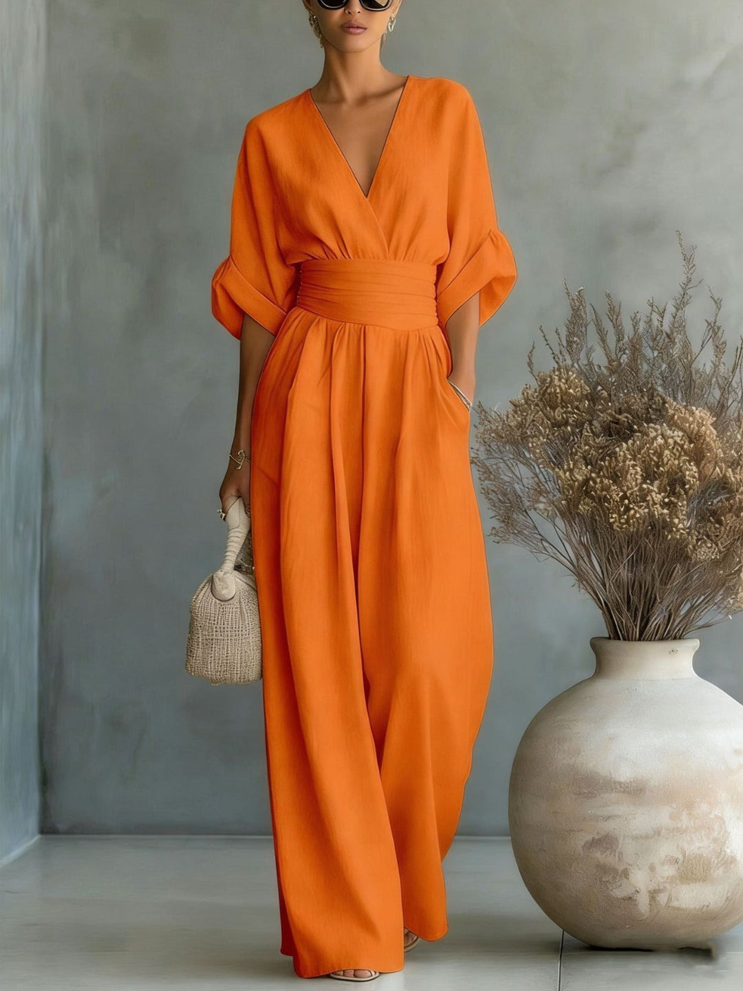 Victoria | Women’s Deep V-Neck Wide-Leg Jumpsuit