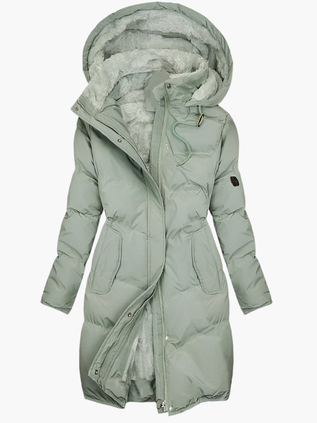 Evelyn | Women’s Long Quilted Hooded Winter Coat