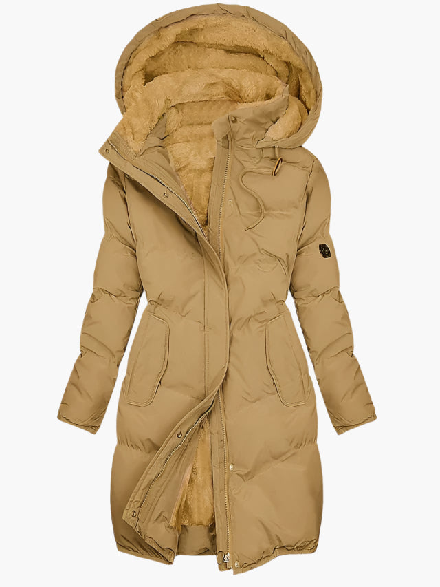 Evelyn | Women’s Long Quilted Hooded Winter Coat
