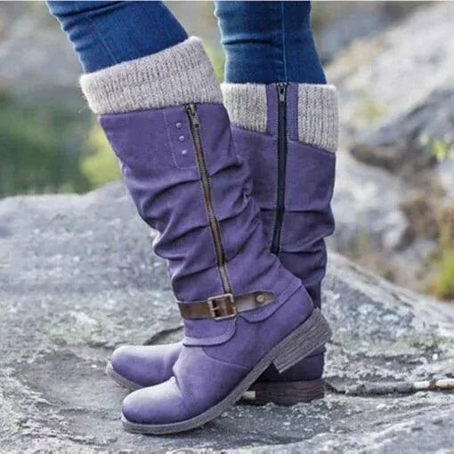 Louisa | Women's Mid-Calf Slouch Boots with Buckle