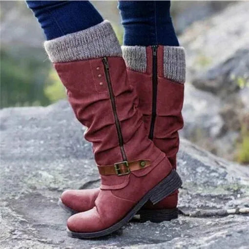 Louisa | Women's Mid-Calf Slouch Boots with Buckle