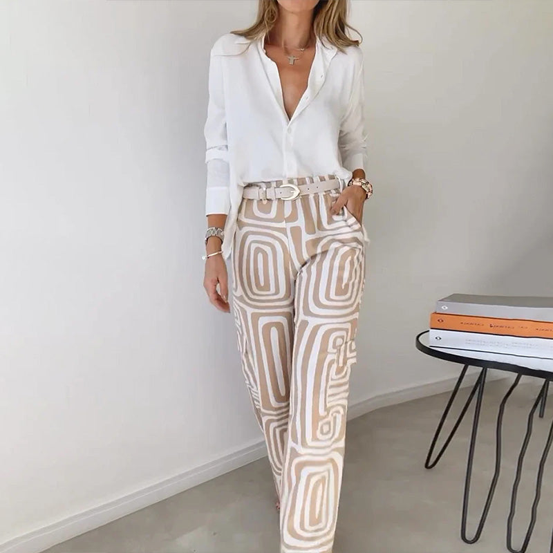 Esmée | Flowing Shirt & Patterned Trouser Set