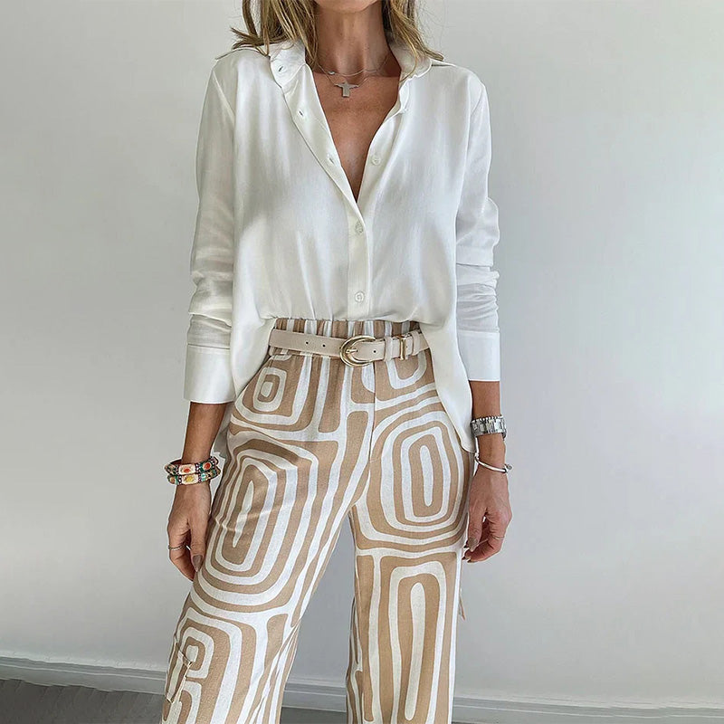 Esmée | Flowing Shirt & Patterned Trouser Set