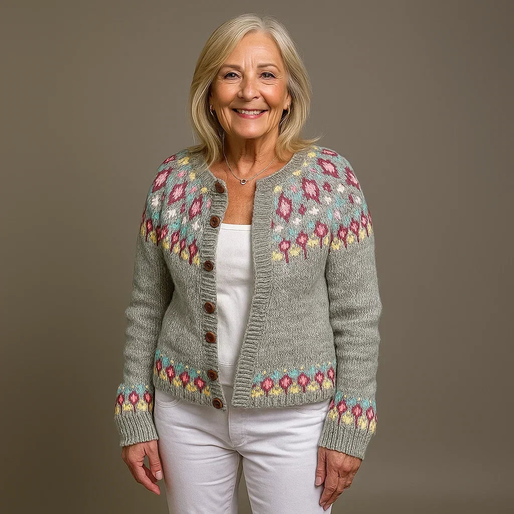 Ophelia | Women's Nordic-Pattern Button-Front Cardigan