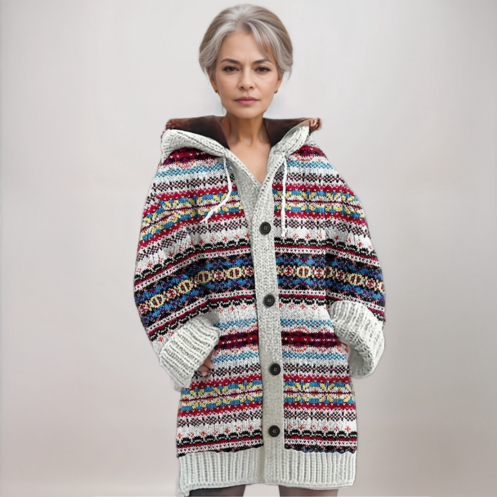 Elowen | Women's Fair Isle Hooded Knit Cardigan