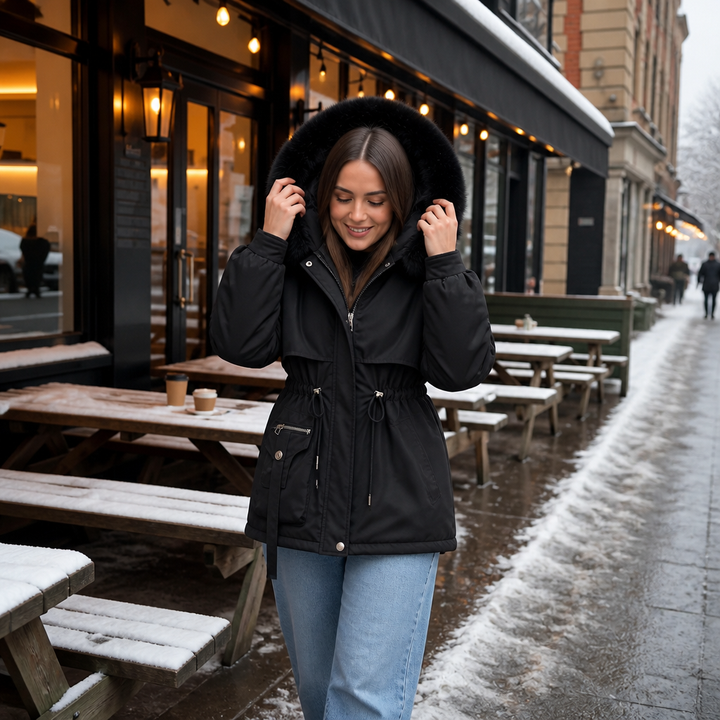 Dulcie | Women's Puffer Coat with Faux Fur Hood