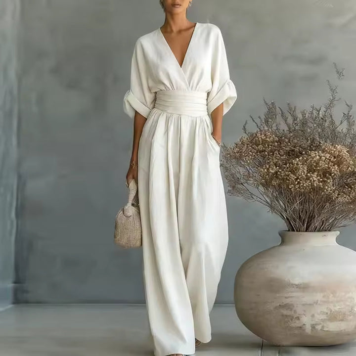 Victoria | Women’s Deep V-Neck Wide-Leg Jumpsuit