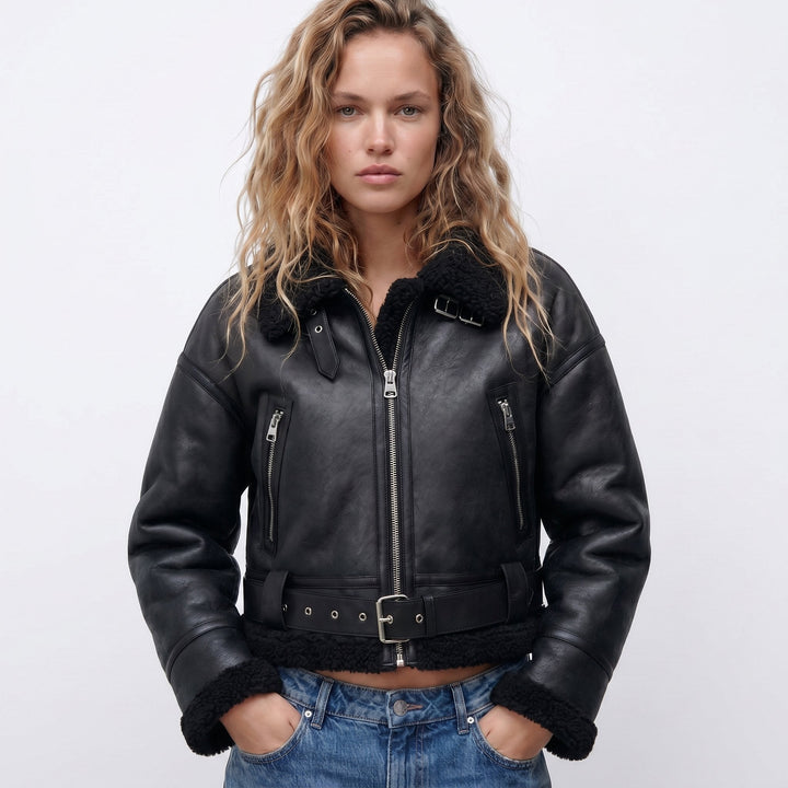 Harriet | Women's Reversible Shearling-Style Bomber Jacket
