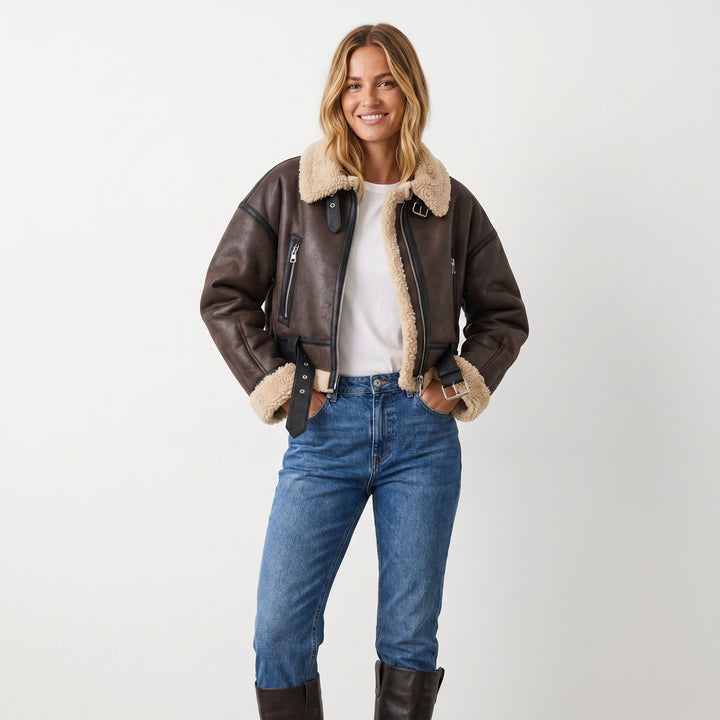 Harriet | Women's Reversible Shearling-Style Bomber Jacket