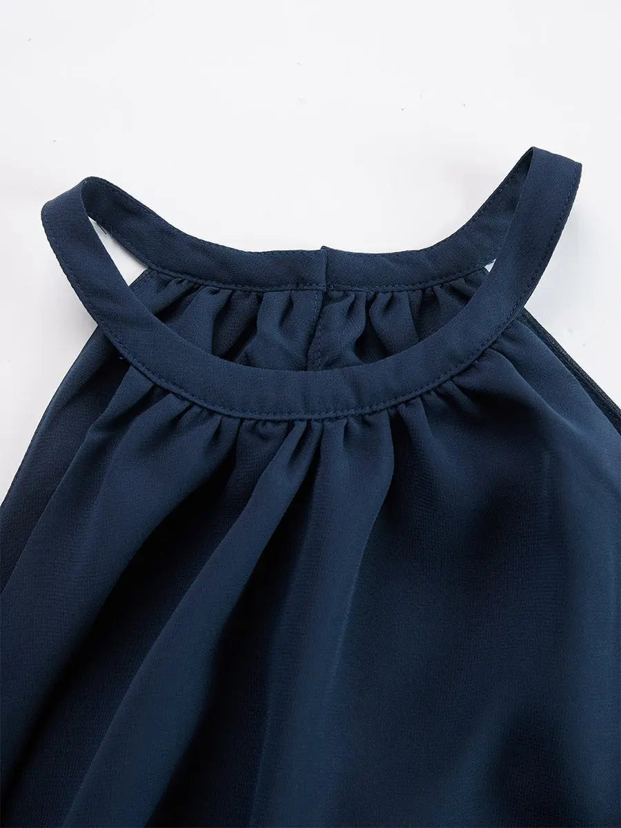 Lilibet | Women’s Halter Ruffle Top & Abstract Wide-Leg Trouser Set
