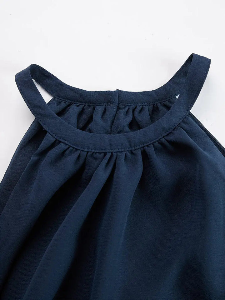 Lilibet | Women’s Halter Ruffle Top & Abstract Wide-Leg Trouser Set