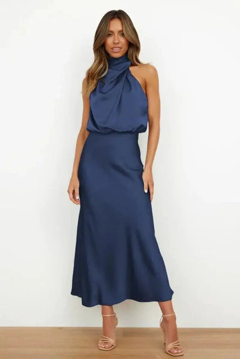 Clementine | Women’s Off-Shoulder Draped Midi Cocktail Dress