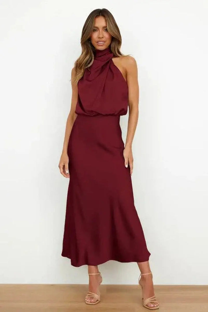 Clementine | Women’s Off-Shoulder Draped Midi Cocktail Dress